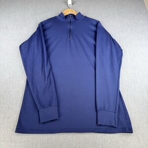 Vintage Mens LL BEAN 1/4 Zip Pullover Long Sleeve Shirt Mock Neck Blue XLT USA